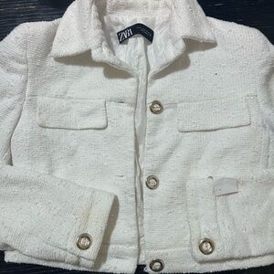 Zara Cream Textured Jacket